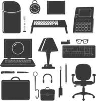 Silhouette office equipment black color only vector