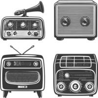 silueta antiguo radio negro color solamente lleno vector