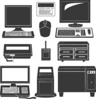 Silhouette office equipment black color only vector