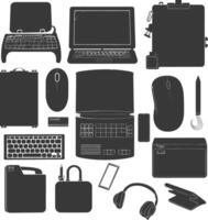 Silhouette office equipment black color only vector