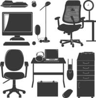 Silhouette office equipment black color only vector