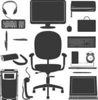 Silhouette office equipment black color only vector