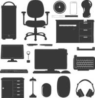 Silhouette office equipment black color only vector