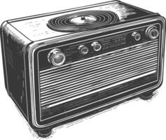 silueta antiguo radio negro color solamente lleno vector