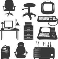 Silhouette office equipment black color only vector