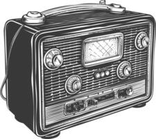 silueta antiguo radio negro color solamente lleno vector