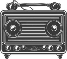 silueta antiguo radio negro color solamente lleno vector