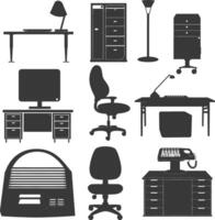 Silhouette office equipment black color only vector