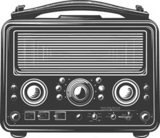 silueta antiguo radio negro color solamente lleno vector