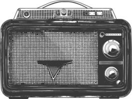 silueta antiguo radio negro color solamente lleno vector