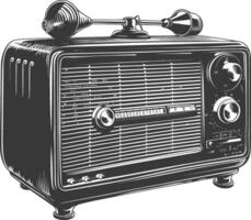 silueta antiguo radio negro color solamente lleno vector