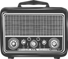 silueta antiguo radio negro color solamente lleno vector