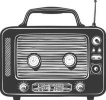 silueta antiguo radio negro color solamente lleno vector