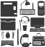 Silhouette office equipment black color only vector