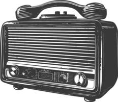 silueta antiguo radio negro color solamente lleno vector