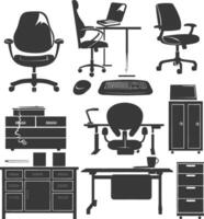 Silhouette office equipment black color only vector