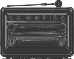 silueta antiguo radio negro color solamente lleno vector