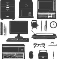 Silhouette office equipment black color only vector