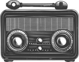 silueta antiguo radio negro color solamente lleno vector