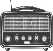 silueta antiguo radio negro color solamente lleno vector