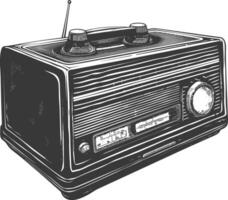 silueta antiguo radio negro color solamente lleno vector