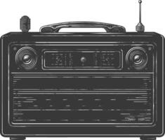 silueta antiguo radio negro color solamente lleno vector