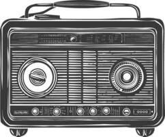 silueta antiguo radio negro color solamente lleno vector