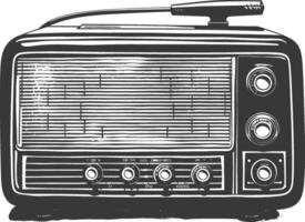 silueta antiguo radio negro color solamente lleno vector