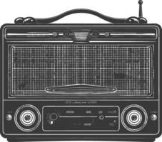 silueta antiguo radio negro color solamente lleno vector