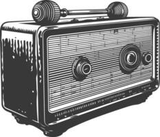 silueta antiguo radio negro color solamente lleno vector