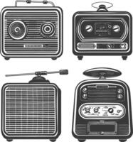 silueta antiguo radio negro color solamente lleno vector