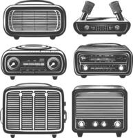 silueta antiguo radio negro color solamente lleno vector