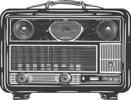 silueta antiguo radio negro color solamente lleno vector