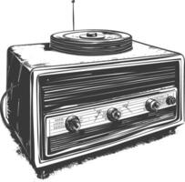 silueta antiguo radio negro color solamente lleno vector