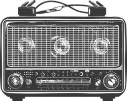 silueta antiguo radio negro color solamente lleno vector