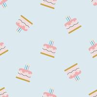 Seamless pattern with birthday cake. illustration in cartoon style. For card, posters, banners, printing on the pack, printing on clothes, fabric, wallpaper. vector