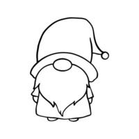Line art cute Christmas gnomes design for coloring book isolated on a white background vector