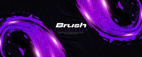 Purple Gradient Brush Texture Isolated on Black Background with Halftone Effect. Sport Background with Grunge Style and Glowing Light Effects vector