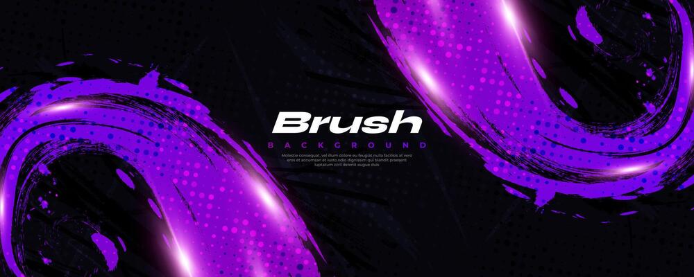 Purple Gradient Brush Texture Isolated on Black Background with Halftone Effect. Sport Background with Grunge Style and Glowing Light Effects