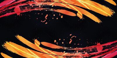Orange Gradient Brush Texture Isolated on Black Background with Halftone Effect. Sport Background with Grunge Style vector