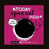 hoy especial Pizza comida menú diseño y social medios de comunicación enviar modelo vector