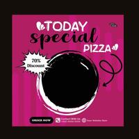 today special pizza food menu design and social media post template vector