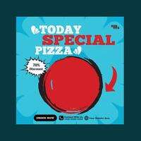 today special pizza food menu design and social media post template vector