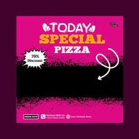 today special pizza food menu design and social media post template vector