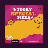 today special pizza food menu design and social media post template vector