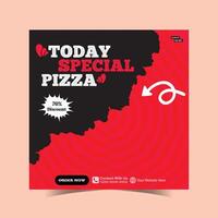 today special pizza food menu design and social media post template vector