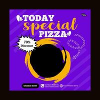 today special pizza food menu design and social media post template vector