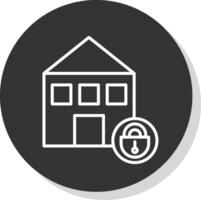 hogar seguridad línea sombra circulo icono diseño vector