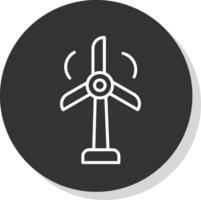 Wind Turbine Line Shadow Circle Icon Design vector