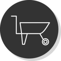 Wheelbarrow Line Shadow Circle Icon Design vector